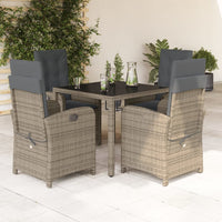 Set da Pranzo da Giardino 5 pz con Cuscini in Polyrattan Grigiocod mxl 115833