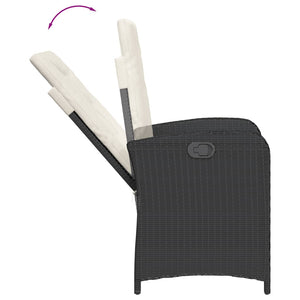 Set da Pranzo da Giardino 5 pz Nero con Cuscini in Polyrattan 3212222