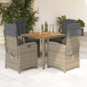 Set da Pranzo da Giardino 5 pz con Cuscini in Polyrattan Grigiocod mxl 113595