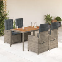 Set da Pranzo da Giardino 5 pz con Cuscini in Polyrattan Grigiocod mxl 113415