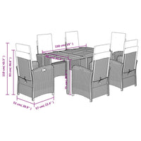 Set da Pranzo da Giardino 7 pz con Cuscini in Polyrattan Grigio 3212243