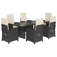 Set da Pranzo da Giardino 7 pz Nero con Cuscini in Polyrattan 3212248