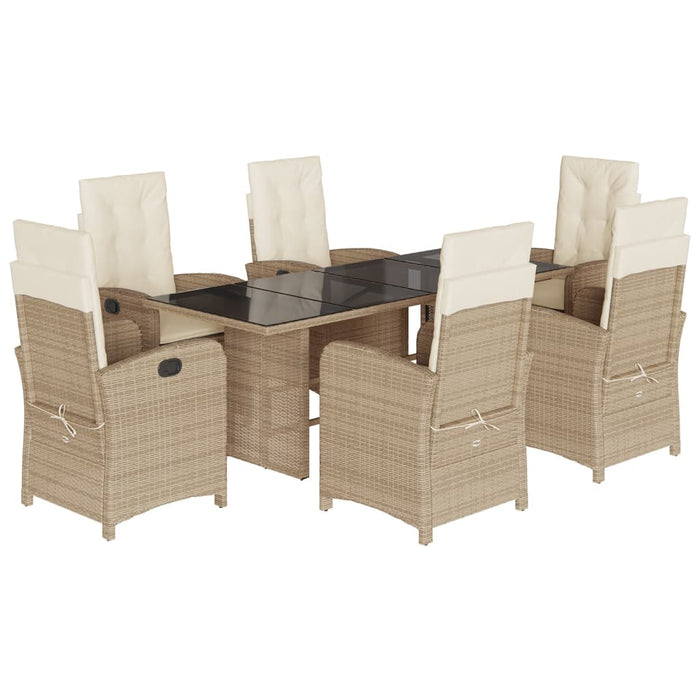 Set da Pranzo da Giardino 7 pz con Cuscini Beige in Polyrattan 3212260