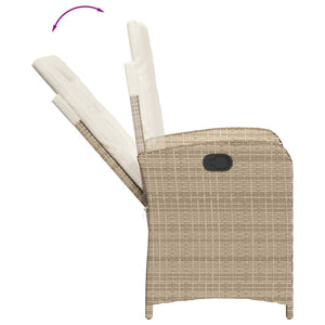 Set da Pranzo da Giardino 7 pz con Cuscini Beige in Polyrattan 3212260