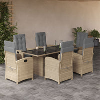 Set Pranzo da Giardino 7 pz con Cuscini Beige Misto Polyrattan 3212263