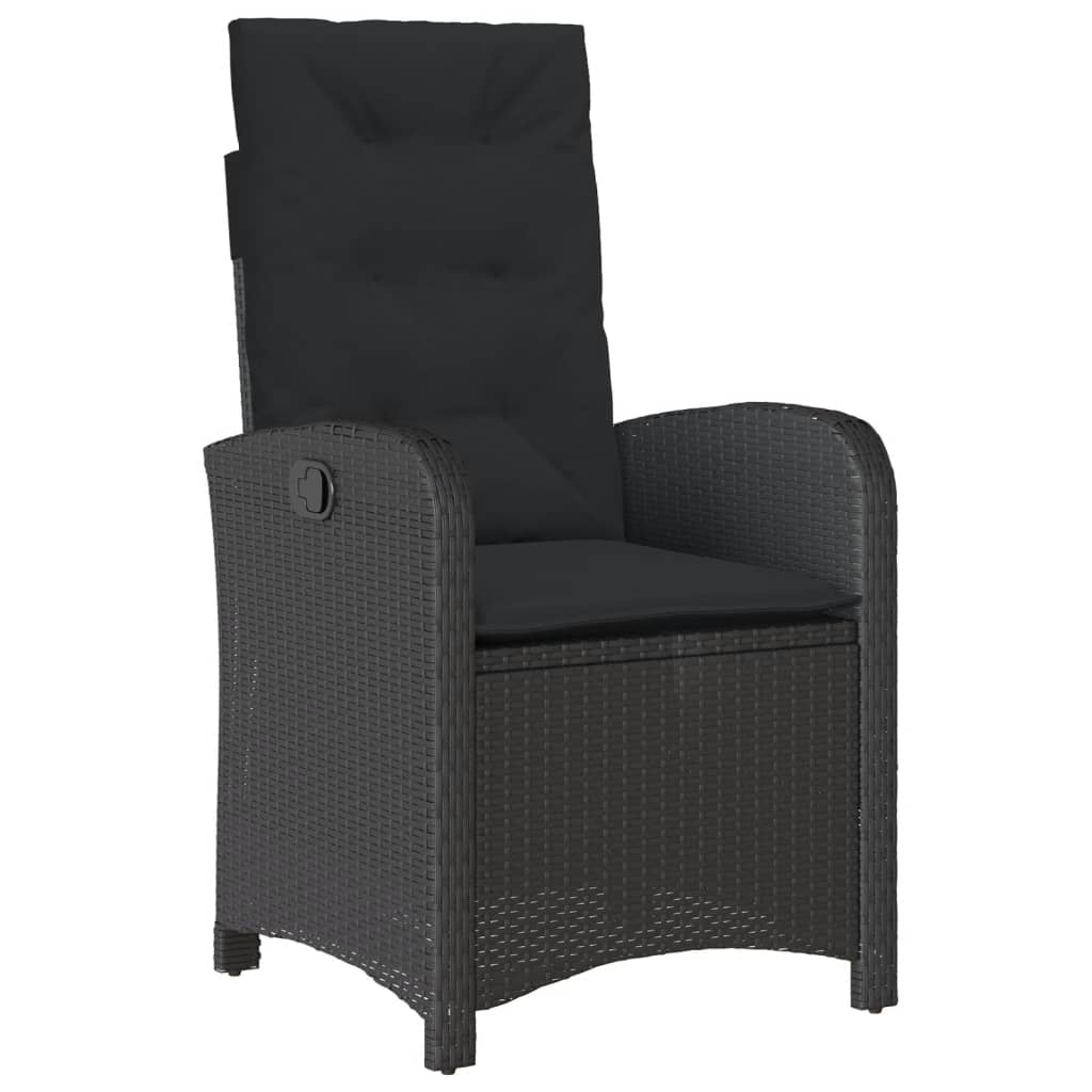 Set da Pranzo da Giardino 9 pz con Cuscini Nero in Polyrattan 3212277