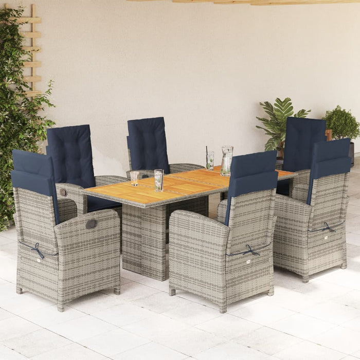 Set da Pranzo da Giardino 7 pz con Cuscini Beige in Polyrattancod mxl 91014