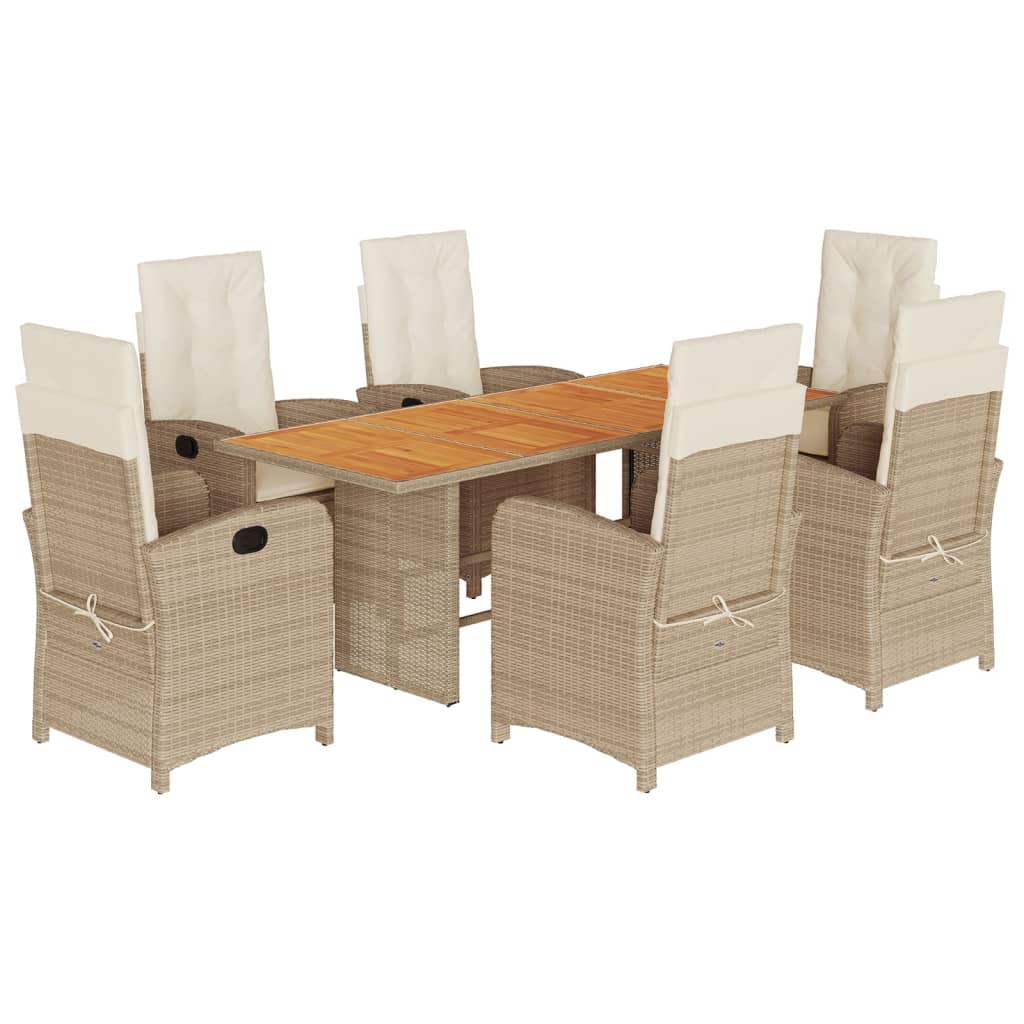 Set Pranzo da Giardino 7 pz con Cuscini Beige Misto Polyrattan 3212284