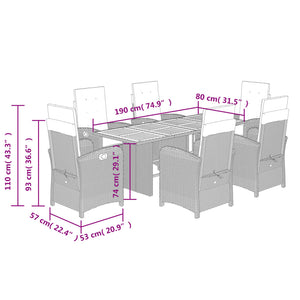 Set Pranzo da Giardino 7 pz con Cuscini Beige Misto Polyrattan 3212284