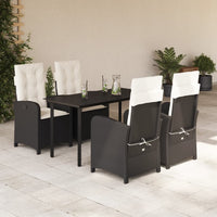 Set da Pranzo da Giardino 5 pz Nero con Cuscini in Polyrattan 3212303