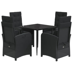 Set da Pranzo da Giardino 5 pz Nero con Cuscini in Polyrattancod mxl 115839