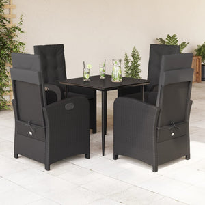 Set da Pranzo da Giardino 5 pz Nero con Cuscini in Polyrattan 3212311