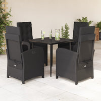 Set da Pranzo da Giardino 5 pz Nero con Cuscini in Polyrattancod mxl 89935