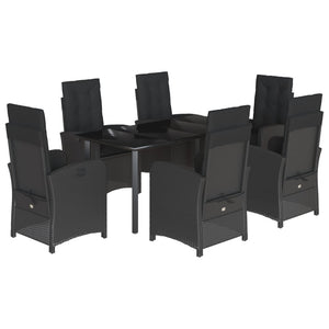 Set da Pranzo da Giardino 7 pz Nero con Cuscini in Polyrattancod mxl 89274