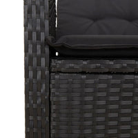 Set da Pranzo da Giardino 7 pz Nero con Cuscini in Polyrattan 3212327