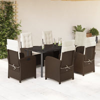 Set da Pranzo da Giardino 7pz con Cuscini in Polyrattan Marronecod mxl 89944