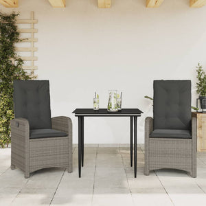 Set da Pranzo da Giardino 3 pz con Cuscini in Polyrattan Grigio 3212350