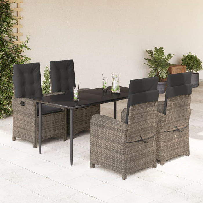 Set da Pranzo da Giardino 5 pz con Cuscini in Polyrattan Grigio 3212354