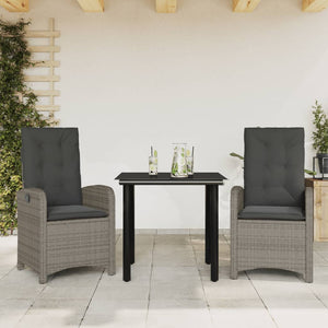 Set da Pranzo da Giardino 3 pz con Cuscini in Polyrattan Grigio 3212360