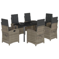 Set da Pranzo da Giardino 7 pz con Cuscini in Polyrattan Grigio 3212366