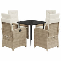 Set da Pranzo da Giardino 5 pz con Cuscini Beige in Polyrattan 3212371