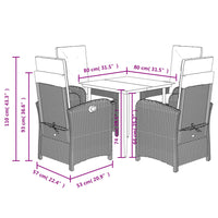 Set da Pranzo da Giardino 5 pz con Cuscini Beige in Polyrattan 3212371