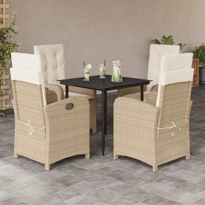 Set da Pranzo da Giardino 5 pz con Cuscini Beige in Polyrattan 3212371