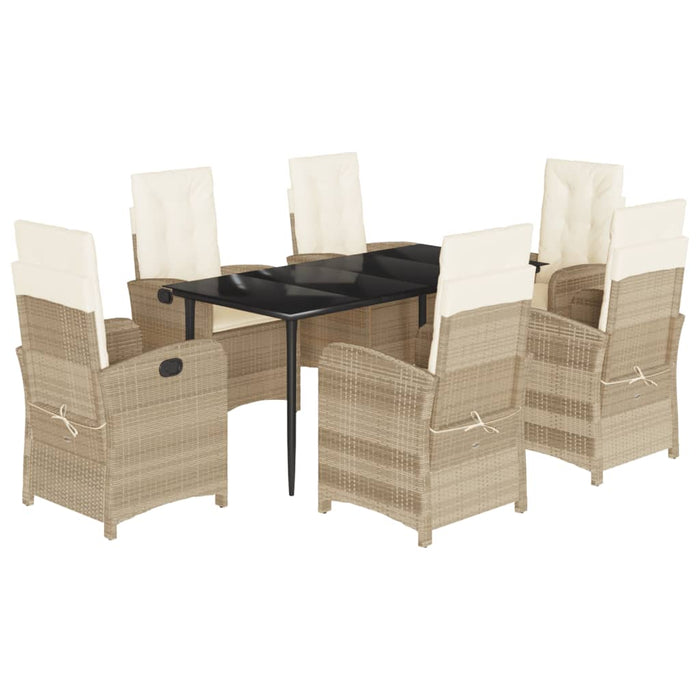 Set da Pranzo da Giardino 7 pz con Cuscini Beige in Polyrattan 3212375