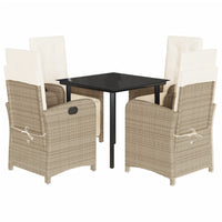 Set da Pranzo da Giardino 5 pz con Cuscini Beige in Polyrattan 3212382