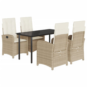 Set da Pranzo da Giardino 5 pz con Cuscini Beige in Polyrattan 3212383