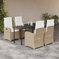 Set da Pranzo da Giardino 5 pz con Cuscini Beige in Polyrattan 3212383