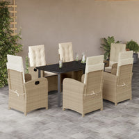 Set da Pranzo da Giardino 7 pz con Cuscini Beige in Polyrattancod mxl 113240