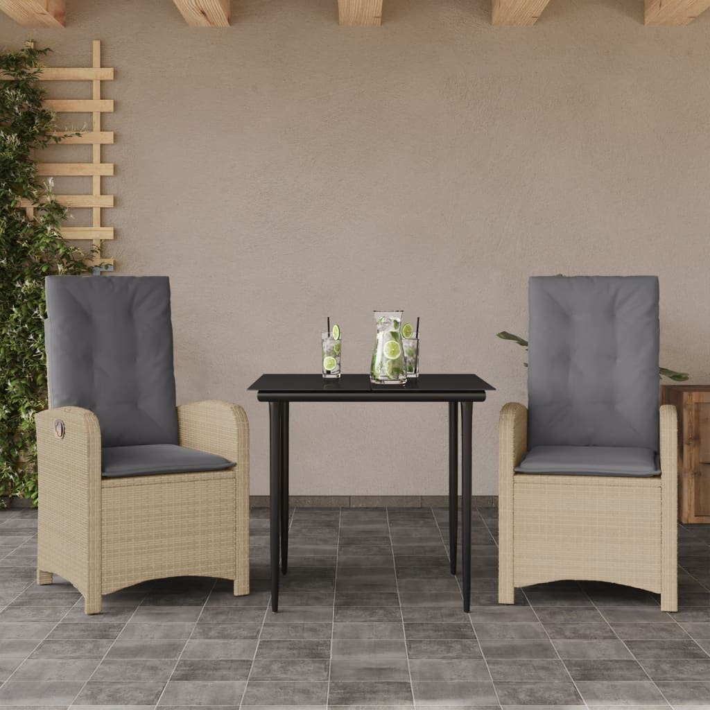 Set Pranzo da Giardino 3 pz con Cuscini Beige Misto Polyrattancod mxl 87751