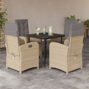 Set Pranzo da Giardino 5 pz con Cuscini Beige Misto Polyrattancod mxl 114744