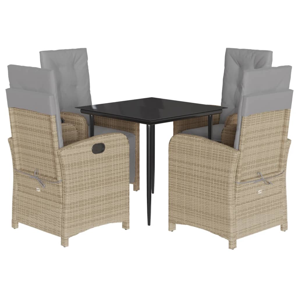 Set Pranzo da Giardino 5 pz con Cuscini Beige Misto Polyrattancod mxl 89268