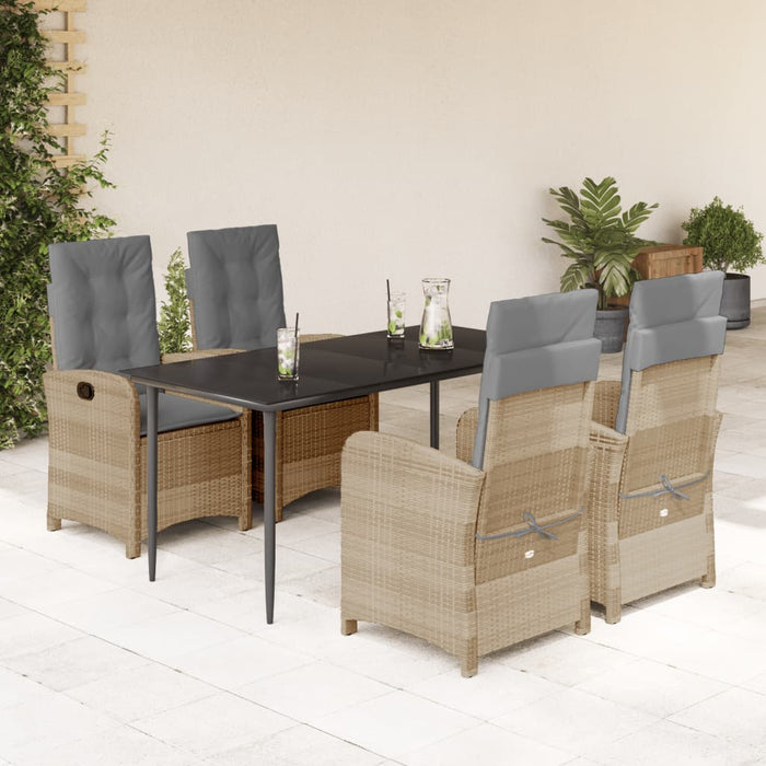 Set Pranzo da Giardino 5 pz con Cuscini Beige Misto Polyrattan 3212394