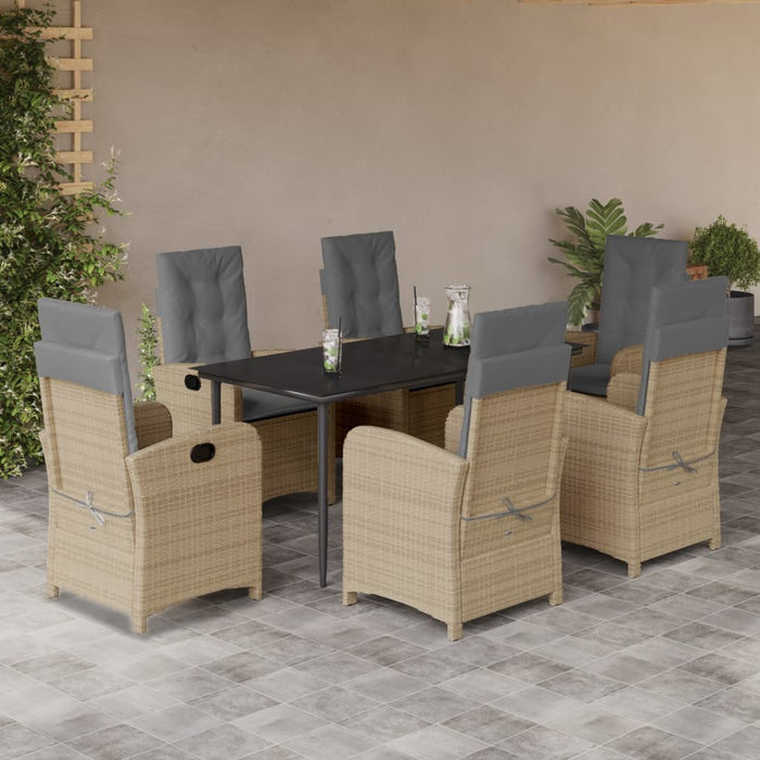 Set Pranzo da Giardino 7 pz con Cuscini Beige Misto Polyrattan 3212395