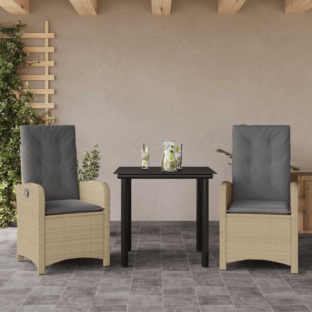 Set Pranzo da Giardino 3 pz con Cuscini Beige Misto Polyrattancod mxl 90784