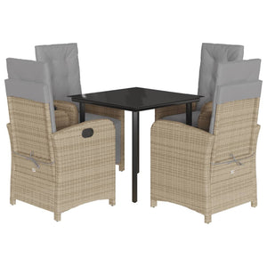 Set Pranzo da Giardino 5 pz con Cuscini Beige Misto Polyrattan 3212402