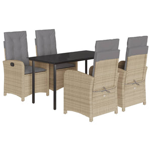 Set Pranzo da Giardino 5 pz con Cuscini Beige Misto Polyrattancod mxl 114742