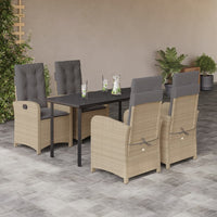 Set Pranzo da Giardino 5 pz con Cuscini Beige Misto Polyrattancod mxl 114742