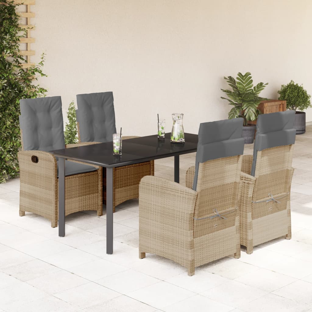 Set Pranzo da Giardino 5 pz con Cuscini Beige Misto Polyrattan 3212404