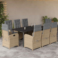 Set Pranzo da Giardino 9 pz con Cuscini Beige Misto Polyrattancod mxl 114741