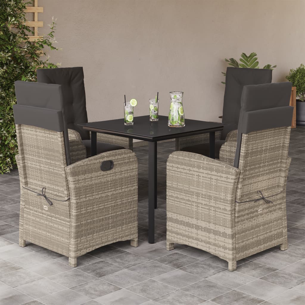 Set Pranzo da Giardino 5pz con Cuscini Grigio Chiaro Polyrattan 3212421