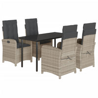 Set Pranzo da Giardino 5pz con Cuscini Grigio Chiaro Polyrattan 3212423