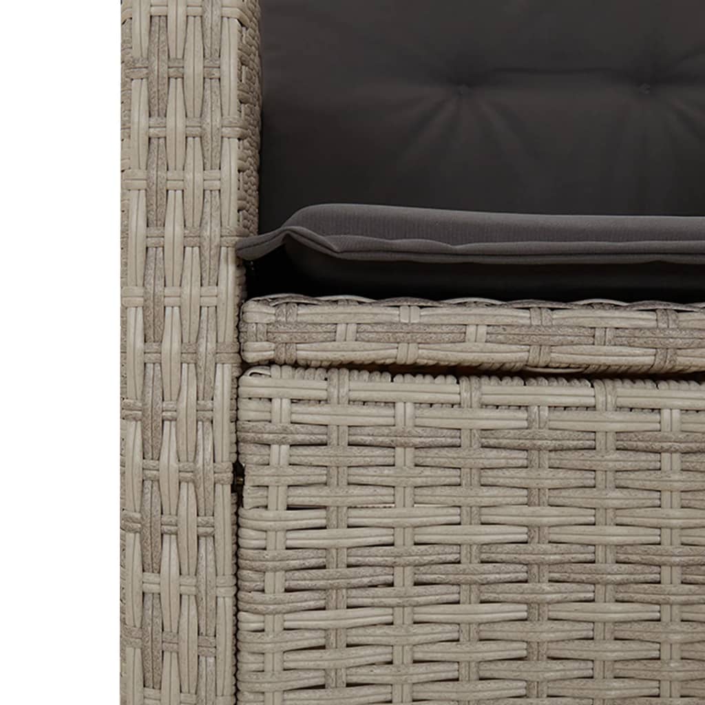 Set da Pranzo da Giardino 7 pz Cuscini Polyrattan Grigio Chiaro 3212427