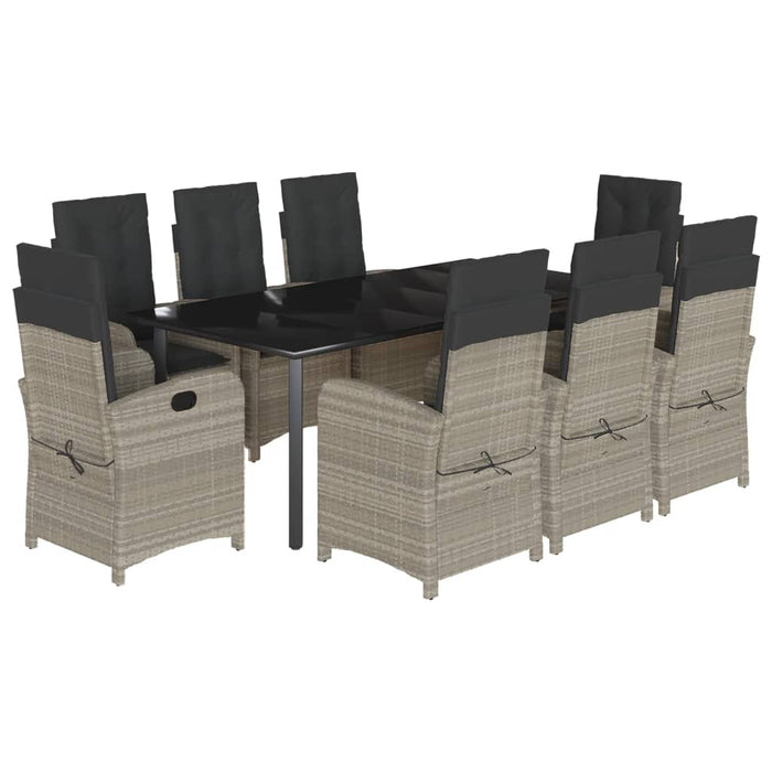 Set Pranzo da Giardino 9pz con Cuscini Grigio Chiaro Polyrattan 3212428