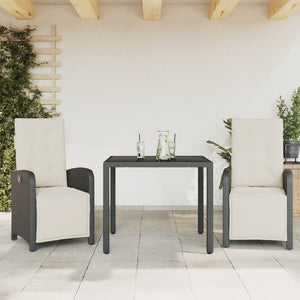 Set da Bistrò 3 pz con Cuscini Nero in Polyrattan 3212450