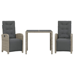 Set da Bistrò 3 pz con Cuscini Grigio in Polyrattan 3212462