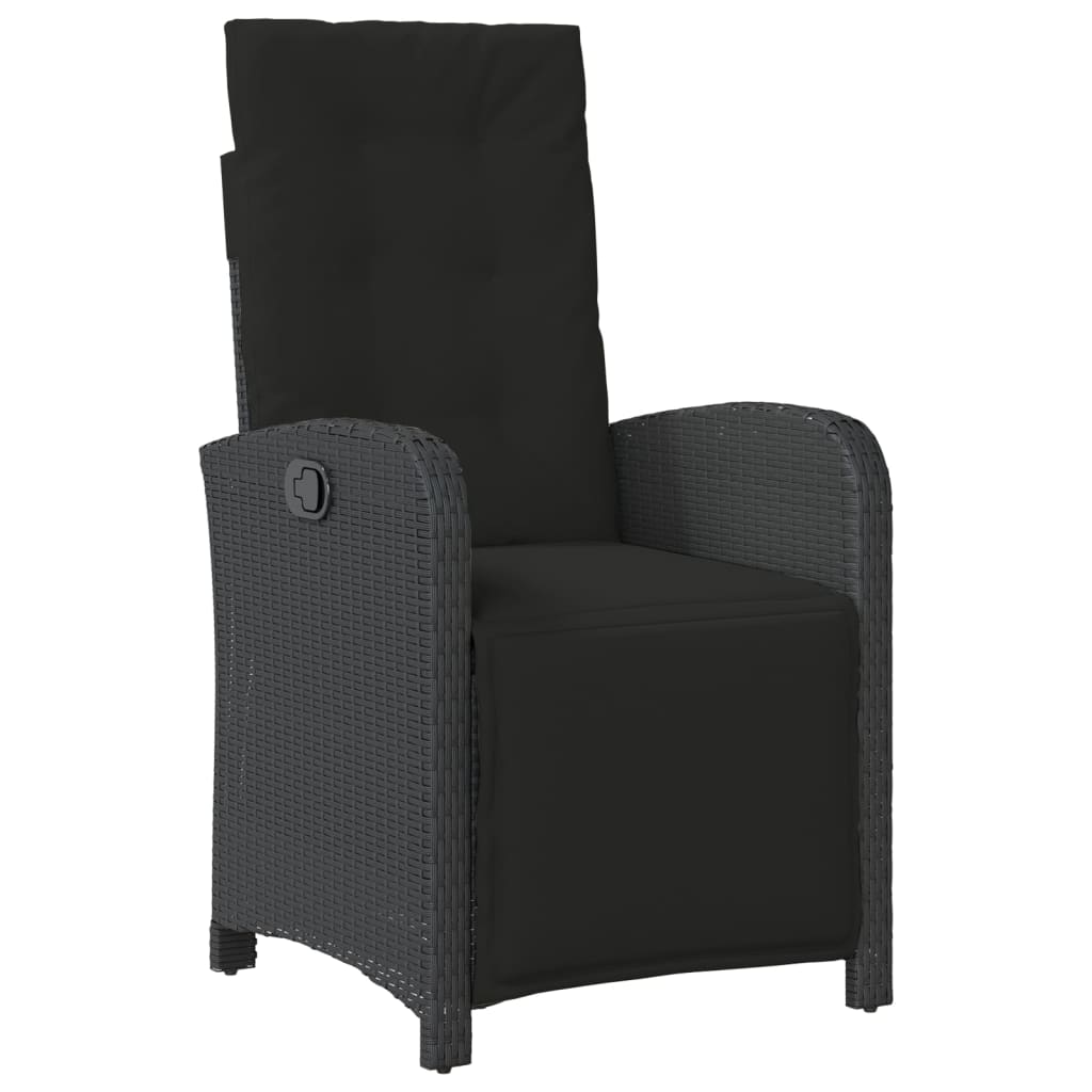 Set da Bistrò 3 pz con Cuscini Nero in Polyrattan 3212474